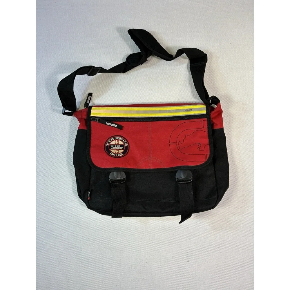 Vintage Ecko Unltd Messenger Bag Red Black Rhino Logo Y2K Streetwear Laptop Case